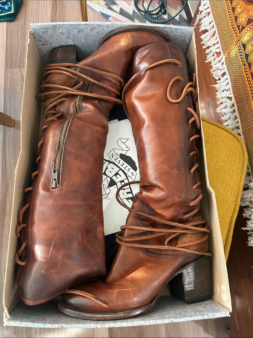 Freebird Coal Talk Leather Boots in Cognac - Picture 10 of 15